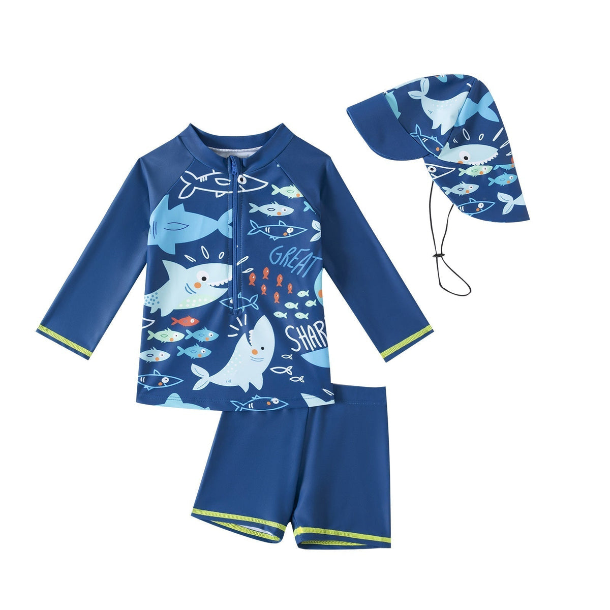 Bañador bebé niño protección UV 50+ Mambobaby™ 3 piezas – Conjunto de baño infantil azul marino con chaqueta con...