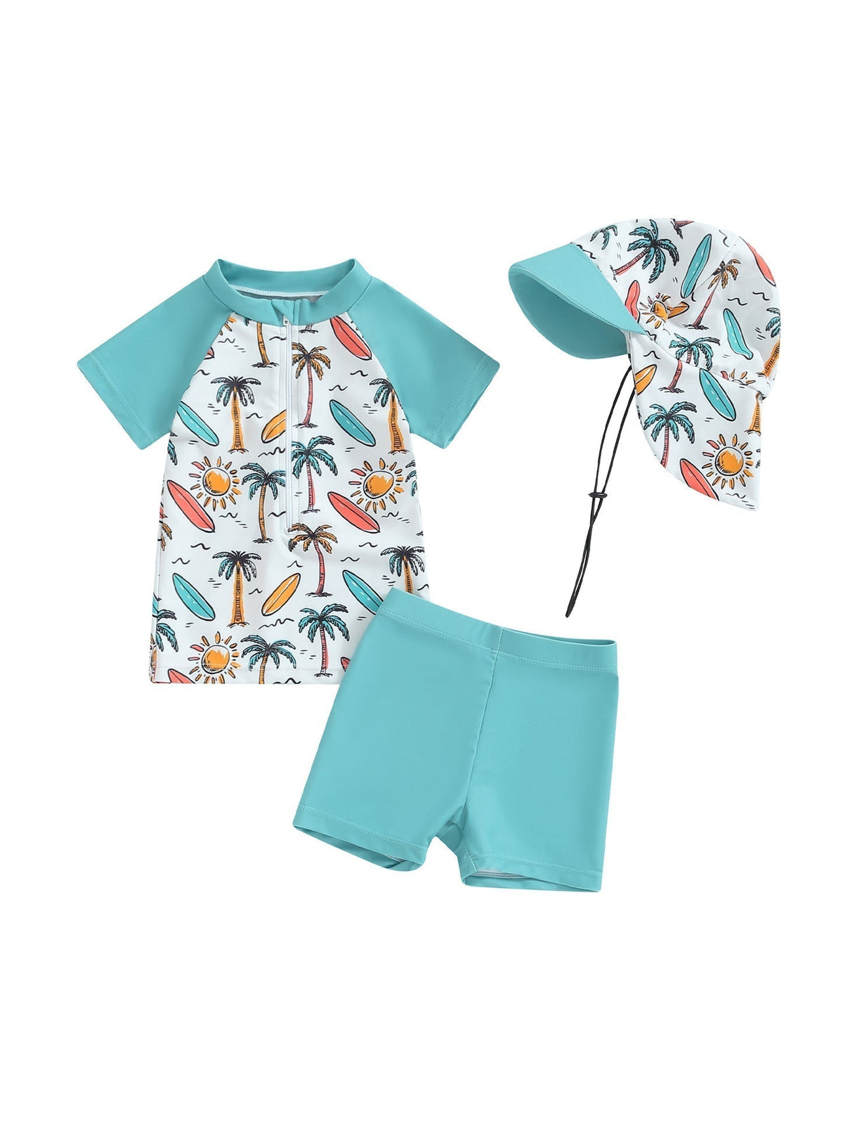 Bañador bebé niño protección UV 50+ Mambobaby™ 3 piezas – Conjunto de baño infantil turquesa con cremallera, pantalón...