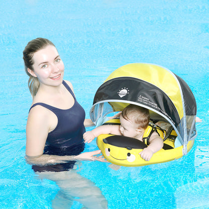 Flotador bebé sin aire Mambobaby™ Abeja – Ayuda de natación sin aire abeja amarilla con bebé, nadadora en piscina