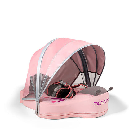 Flotador bebé sin aire Mambobaby™ Abeja – Ayuda de natación sin aire en forma de abeja, asiento rosa con capota transparente