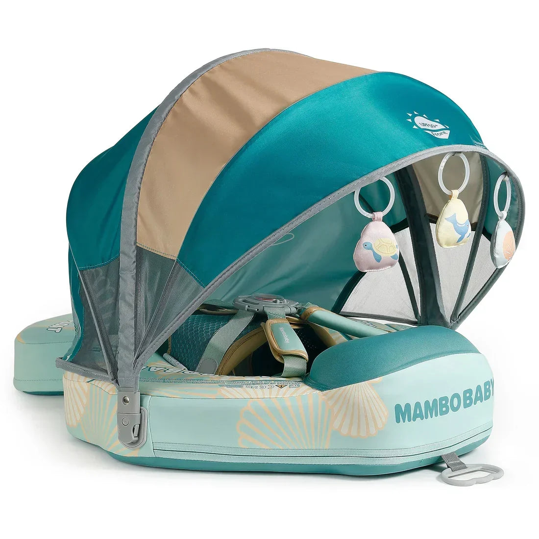 Ayuda de natación sin aire Mambobaby™ con cabina verde azulado y malla traslúcida