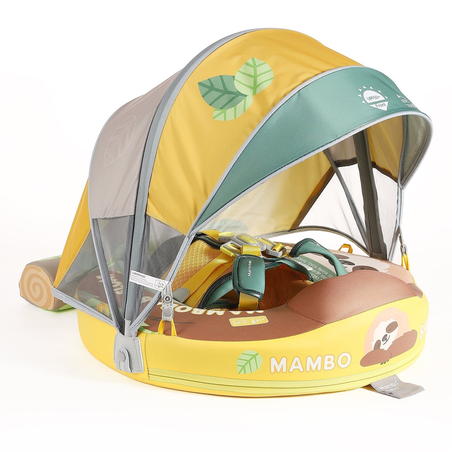 Ayuda de natación sin aire Mambobaby™ con cabina amarilla y verde, malla traslúcida