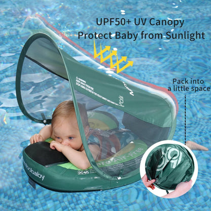 Flotador bebé sin aire Mambobaby™ Aguacate – Ayuda de natación con canopia UPF50+ y malla transparente, arnés de...