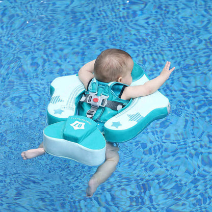 Flotador bebé sin aire Mambobaby™ Avión Explorador – Asiento flotador teal con arnés de seguridad y soporte de piernas