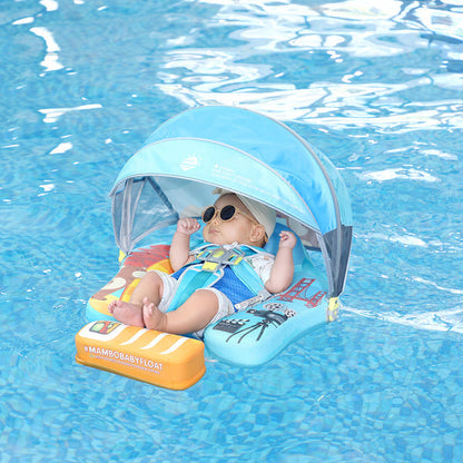 Flotador bebé sin aire Mambobaby™ California – Asiento de flotación para bebé con techo UV y sujeción, usado en la piscina