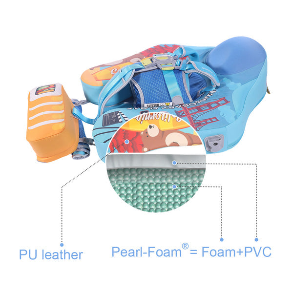 Flotador bebé sin aire Mambobaby™ California – Ayuda de natación con material Pearl-Foam® y PU, con arnés y techo