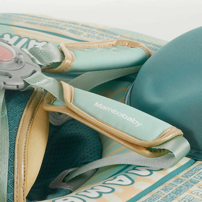 Flotador bebé sin aire Mambobaby™ Concha de viaje – Flotador de viaje concha sin aire turquesa y beige, correa acolchada...