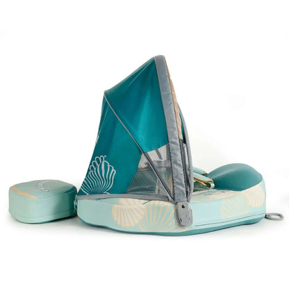 Flotador de viaje Mambobaby™ con estructura verde y base acolchada clara