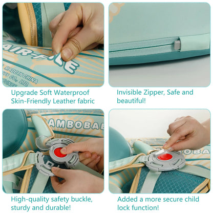 Flotador bebé sin aire Mambobaby™ Concha de viaje – Flotador de viaje concha sin aire turquesa, cierre y hebilla de...