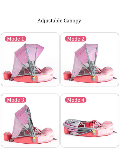 Capota ajustable del flotador Mambobaby™ en cuatro posiciones, con armazón
