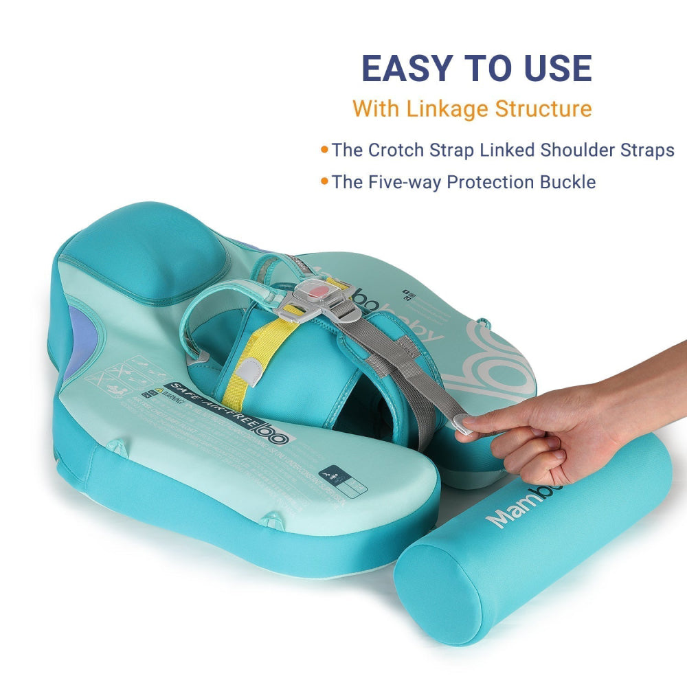 Mambobaby™ ayuda para nadar sin aire turquesa, con correa y hebilla de protección