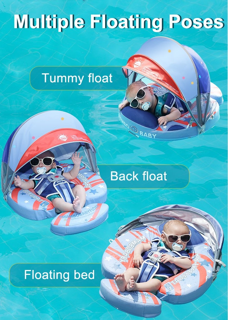 Flotador bebé sin aire Mambobaby™ Donut Americano – Ayuda de natación tipo donut para bebé con varias posiciones...