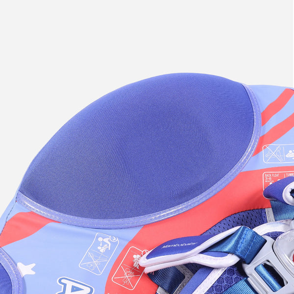 Flotador bebé sin aire Mambobaby™ Donut Americano – Cojín superior de ayuda de natación para bebé azul, con bordes rojos...