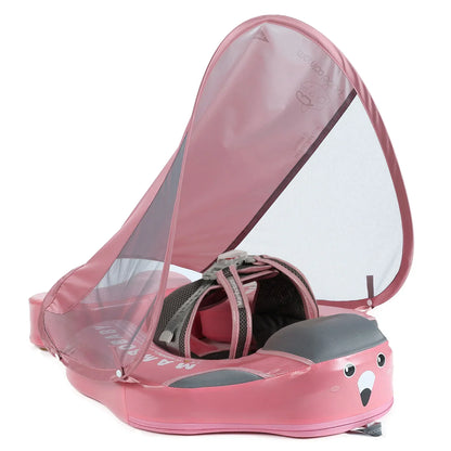 Flotador bebé sin aire Mambobaby™ Flamenco – Anillo de natación rosa para bebé con capota y asiento acolchado, correas de...