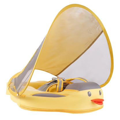 Flotador bebé sin aire Mambobaby™ Flamenco – Anillo inflable para natación amarillo con capota transparente y diseño de pato