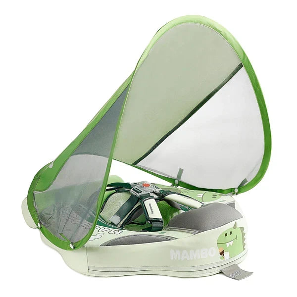 Flotador bebé sin aire Mambobaby™ Flamenco – Anillo inflable para natación verde con capota transparente y diseño de...