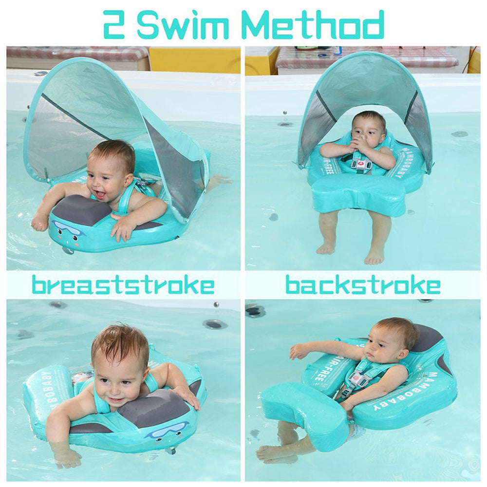 Flotador bebé sin aire Mambobaby™ Flamenco Rosa – Ayuda para nadar sin aire en agua, uso para braza y espalda con bebé