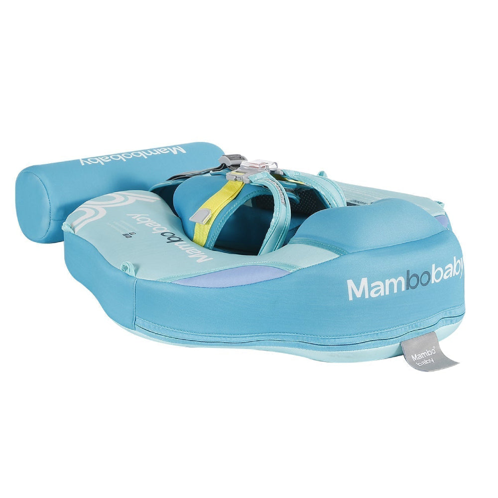 Ayuda de natación sin aire Mambobaby™ turquesa con arnés amarillo y correas