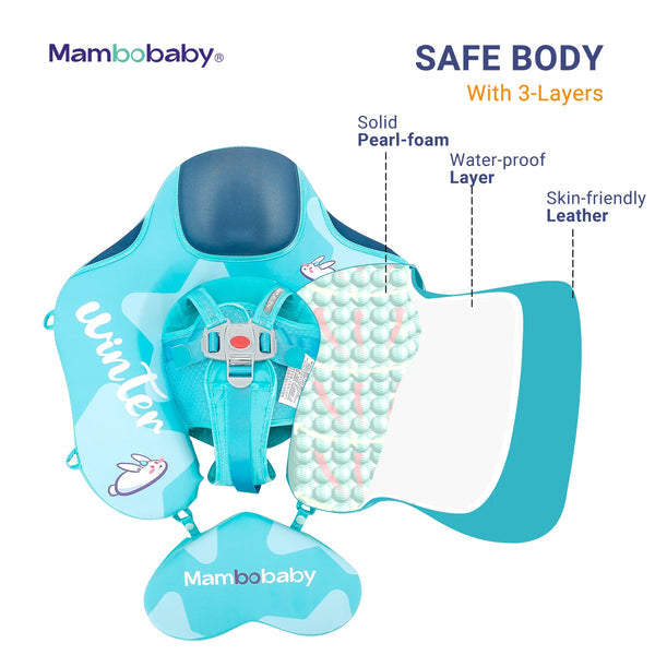 Flotador bebé sin aire Mambobaby™ KuKuKiKi – Ayuda flotante con capas acolchadas y arnés frontal, detalle del cuerpo del...