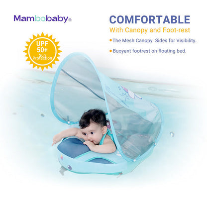 Flotador bebé sin aire Mambobaby™ KuKuKiKi – Ayuda flotante para bebé con cúpula de malla y bebé apoyado, turquesa