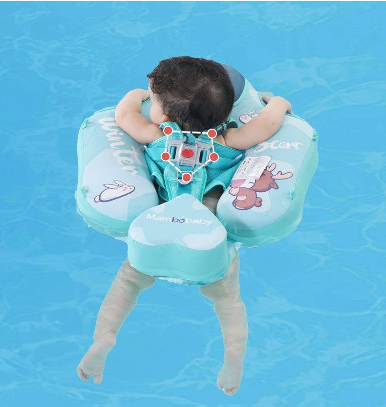 Flotador bebé sin aire Mambobaby™ KuKuKiKi – Ayuda flotante para bebé con arnés frontal y cúpula de malla transparente