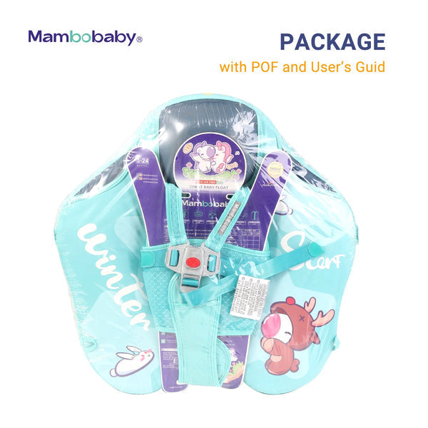 Flotador bebé sin aire Mambobaby™ KuKuKiKi – Ayuda flotante para bebé en empaque transparente, con cúpula y arnés
