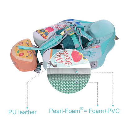 Flotador bebé sin aire Mambobaby™ Nueva York – Ayuda flotación con PU leather y espuma Pearl-Foam, base inflable con arnés