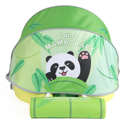 Flotador bebé sin aire Mambobaby™ Panda – Ayuda de natación sin aire panda, toldo claro con cara de panda y motivos en verde