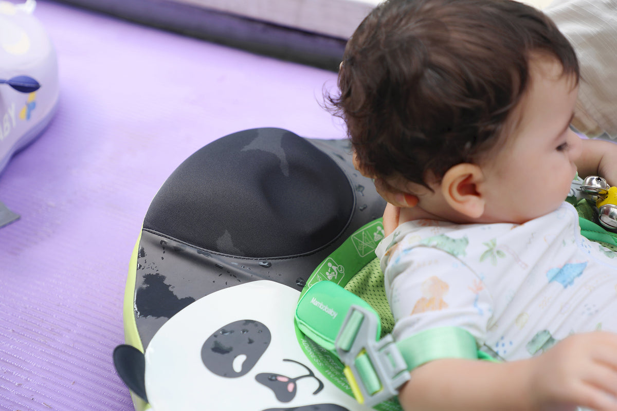 Flotador bebé sin aire Mambobaby™ Panda – Bebé sujeto a la ayuda de natación sin aire verde con motivo de panda