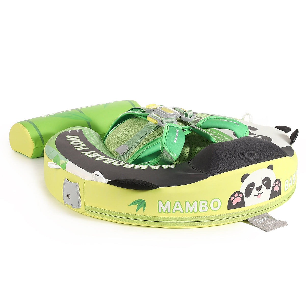 Flotador bebé sin aire Mambobaby™ Panda – Ayuda de natación sin aire panda, asiento verde con gráfico de panda y base...