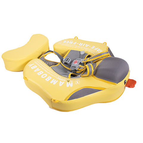 Flotador bebé sin aire Mambobaby™ Pato – Ayuda de natación sin aire con forma de pato amarilla, correas y respaldo acolchado