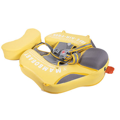Flotador bebé sin aire Mambobaby™ Pato – Ayuda de natación sin aire con forma de pato amarilla, correas y respaldo acolchado