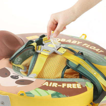 Flotador bebé sin aire Mambobaby™ Perezoso – Flotador sin aire con arnés acolchado amarillo y correas ajustables
