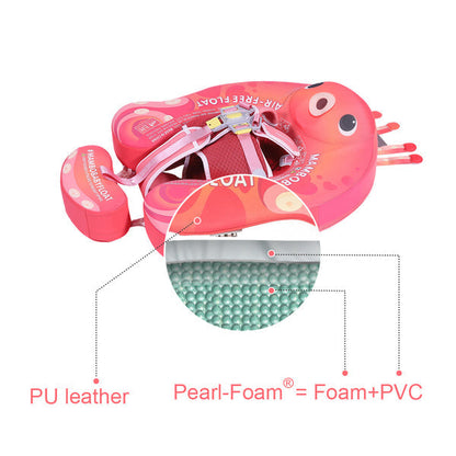 Flotador bebé sin aire Mambobaby™ Pulpo – Ayuda de natación pulpo rosa: cuero PU y espuma Pearl-Foam con combinación PVC