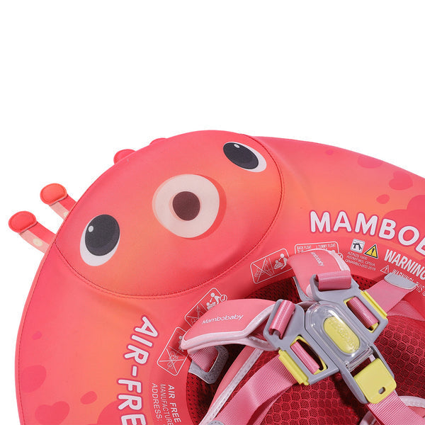 Flotador bebé sin aire Mambobaby™ Pulpo – Ayuda de natación pulpo rosa con arnés ajustable de cinco puntos y ojos grandes