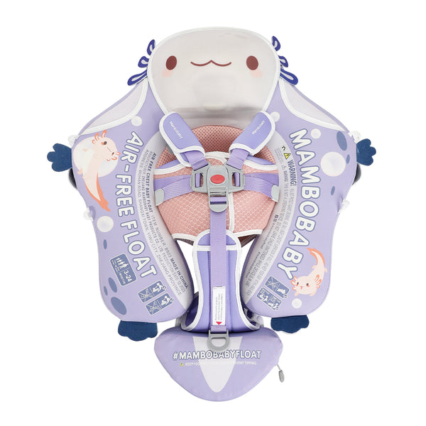 Flotador bebé sin aire Mambobaby™ Salamandra – Ayuda de natación para bebé sin aire con arnés cinco puntos y flotador, lila