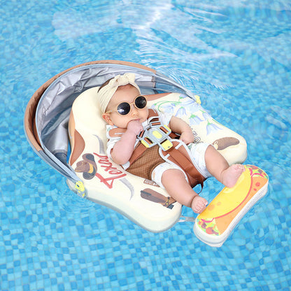 Flotador bebé sin aire Mambobaby™ Texas – Ayuda de natación para bebé con toldo UV y arnés; bebé sentada en silla flotante.
