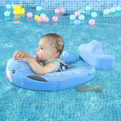 Flotador bebé sin aire Mambobaby™ Tiburón – Asistencia de natación azul tipo tiburón con bebé sentado en el asiento