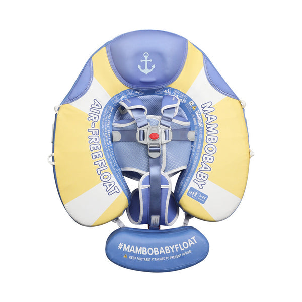 Ayuda para nadar infantil Mambobaby™ con arnés y capota solar, azul y amarillo.