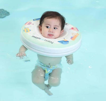 Flotador de cuello bebé sin aire Mambobaby™ Barcos – Aro de natación sin aire para el cuello verde con arnés, usado por...