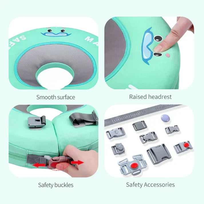 Flotador de cuello bebé sin aire Mambobaby™ Barcos – Aro de natación sin aire para el cuello verde: superficie lisa y...