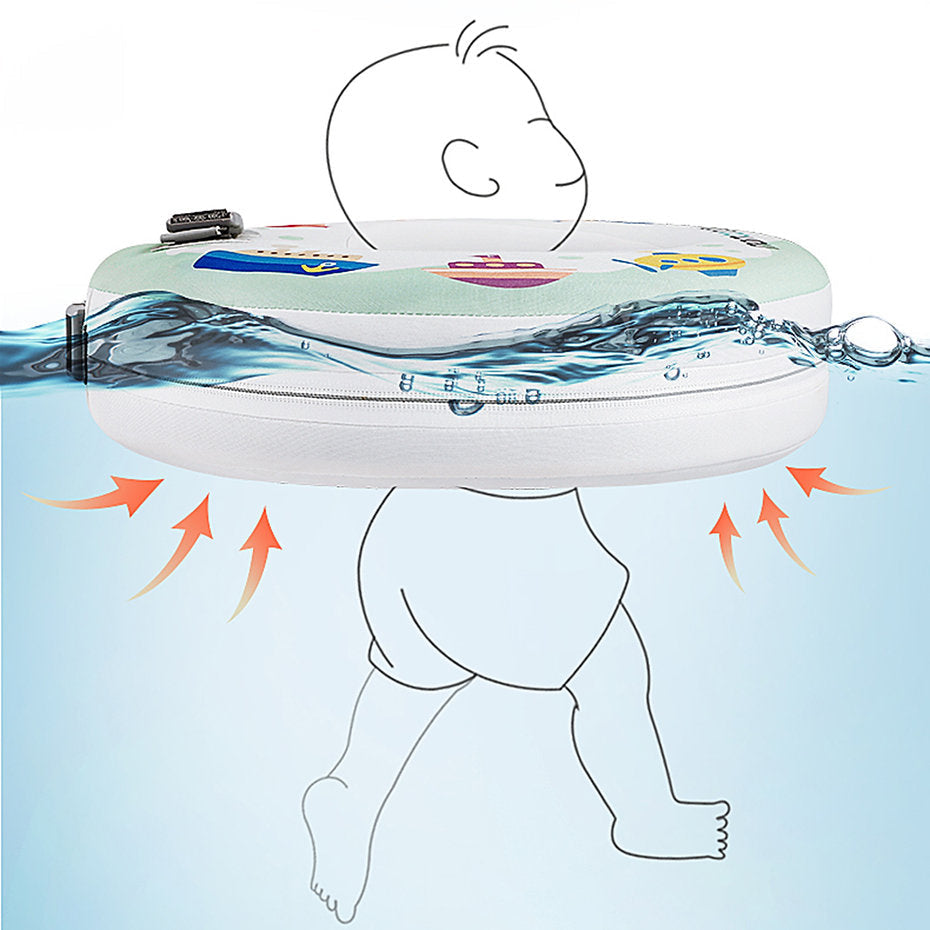 Flotador de cuello bebé sin aire Mambobaby™ Barcos – Aro de natación sin aire para el cuello verde con diseño de bebé y...