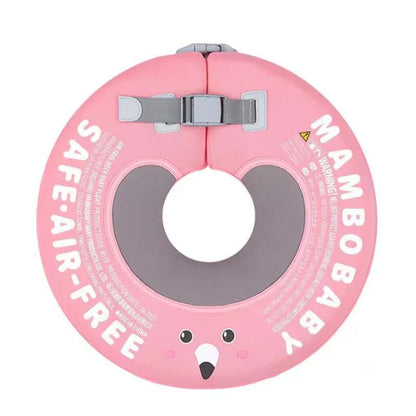 Flotador de cuello bebé sin aire Mambobaby™ Barcos – Aro de natación sin aire para el cuello rosa con correa y soporte...