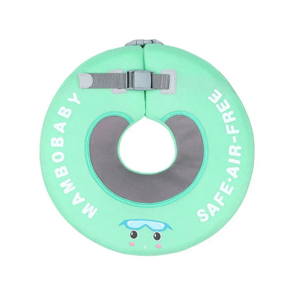 Flotador de cuello bebé sin aire Mambobaby™ Donut Spa – Flotador de cuello tipo dona verde con hebilla y anillo central...