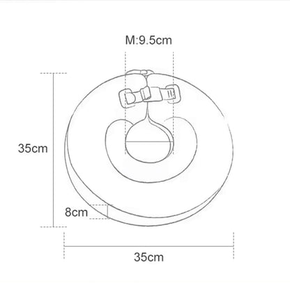 Flotador para el cuello Mambobaby™ Spa sin aire, diagrama de medidas y correa