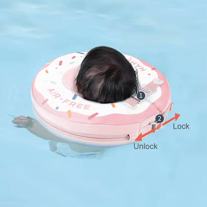 Flotador para el cuello Mambobaby™ Spa rosa sin aire, sistema de bloqueo y desbloqueo