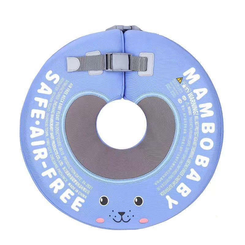 Anillo salvavidas sin aire Mambobaby™ Spa azul para cuello, con correa y carita