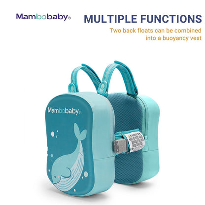 Ayuda de flotación para niños Mambobaby, respaldo turquesa con asa y malla en el costado