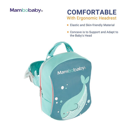 Ayuda de flotación para niños Mambobaby, respaldo turquesa con reposacabezas integrado