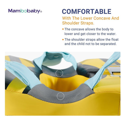 Flotador de hombros bebé sin aire Mambobaby™ Abeja – Flotador de hombros con correas de sujeción inferiores, vista interior